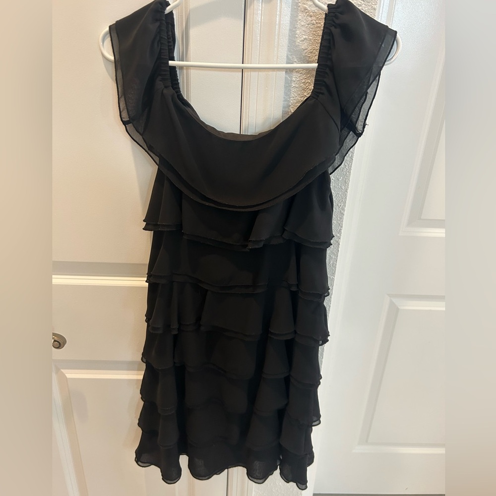 White House Black Market Black Ruffled Mini Dress